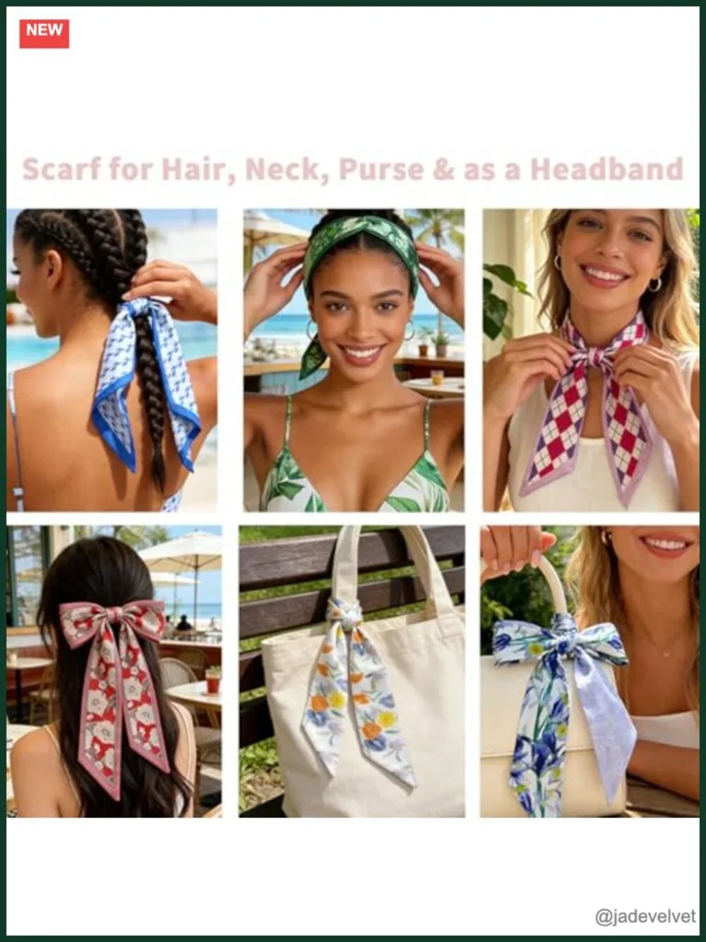 40 Pcs Lightweight Silk-Like Hair Scarves, Purse & Bag Scarf Collection